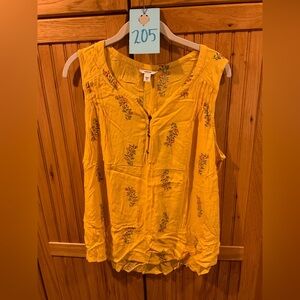 Sonoma Mustard Floral Sleeveless Blouse